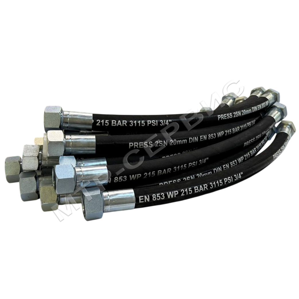 Рукав высокого давления (РВД) с указанием давления, внутреннего диаметра и типа оплётки по ГОСТ